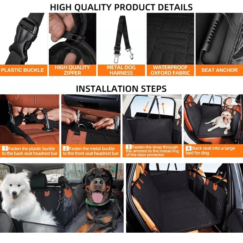 PawRide™ Premium Hard-Bottom Car Back Seat Cover Extender Protector