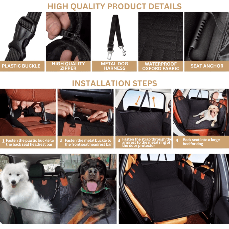 PawRide™ Premium Hard-Bottom Car Back Seat Cover Extender Protector