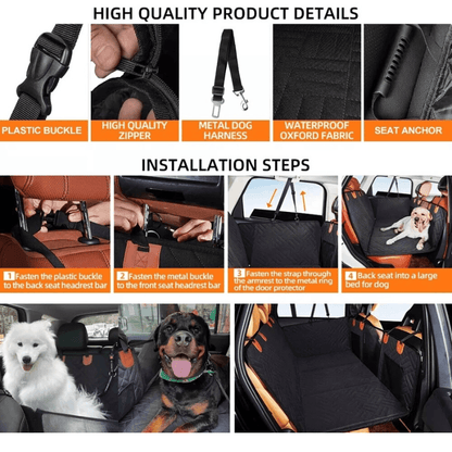 PawRide™ Premium Hard-Bottom Car Back Seat Cover Extender Protector