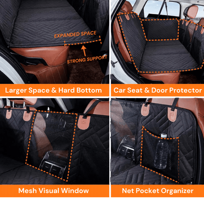 PawRide™ Premium Hard-Bottom Car Back Seat Cover Extender Protector