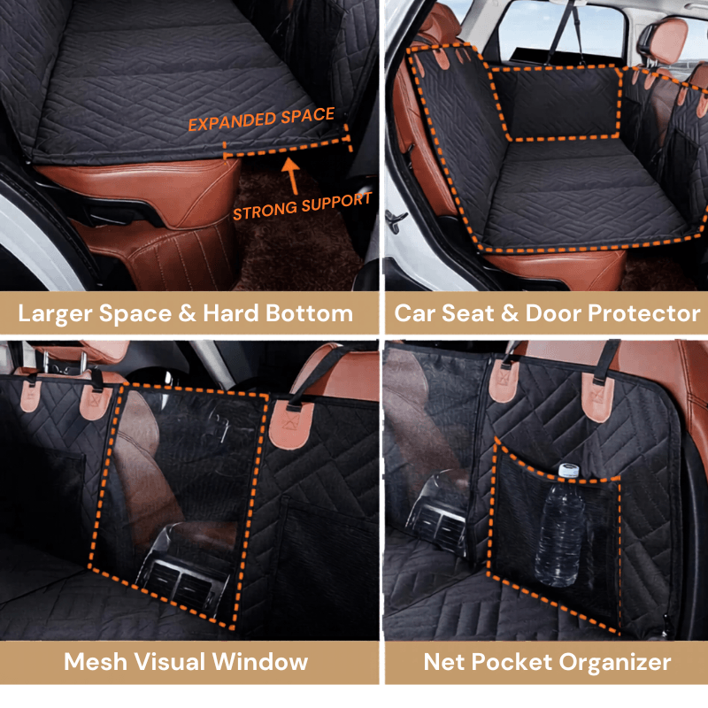 PawRide™ Premium Hard-Bottom Car Back Seat Cover Extender Protector