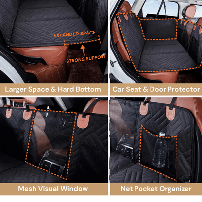 PawRide™ Premium Hard-Bottom Car Back Seat Cover Extender Protector