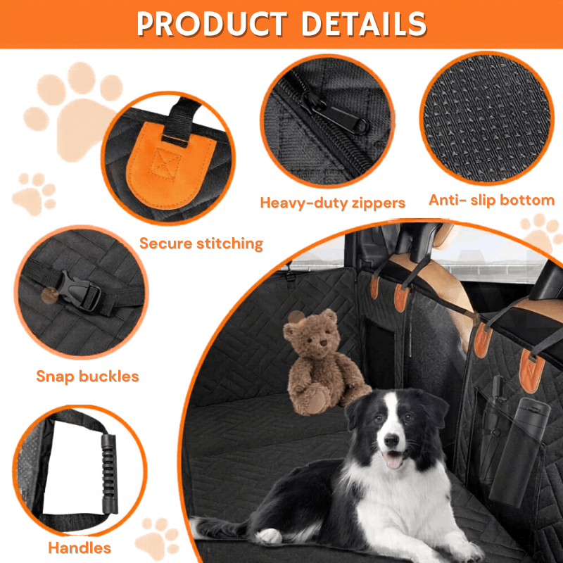 PawRide™ Premium Hard-Bottom Car Back Seat Cover Extender Protector