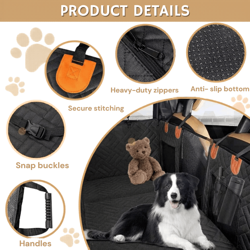 PawRide™ Premium Hard-Bottom Car Back Seat Cover Extender Protector
